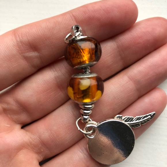 Silver & brown “Happy Thanksgiving!” beaded charm - Picture 5 of 6